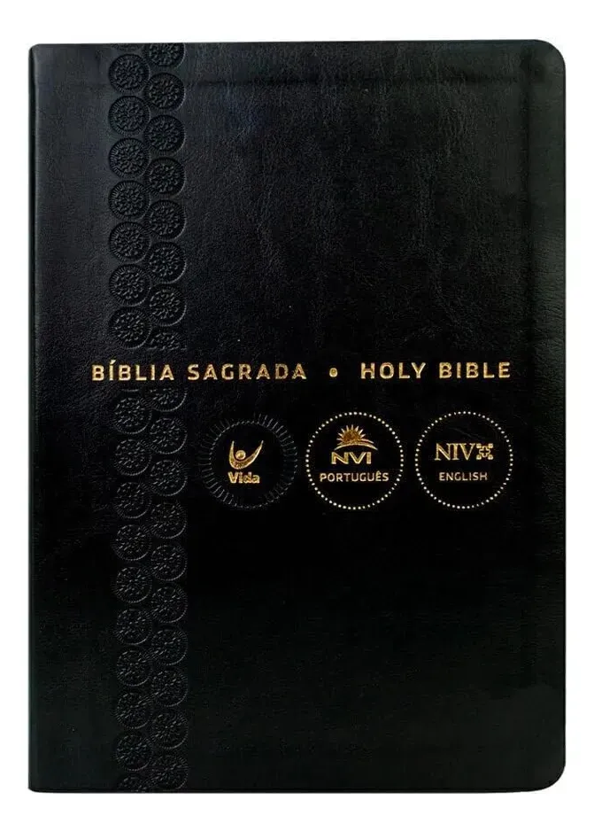 Bíblia Sagrada Bilíngue NVI Português/Inglês — Capa Luxo Preta